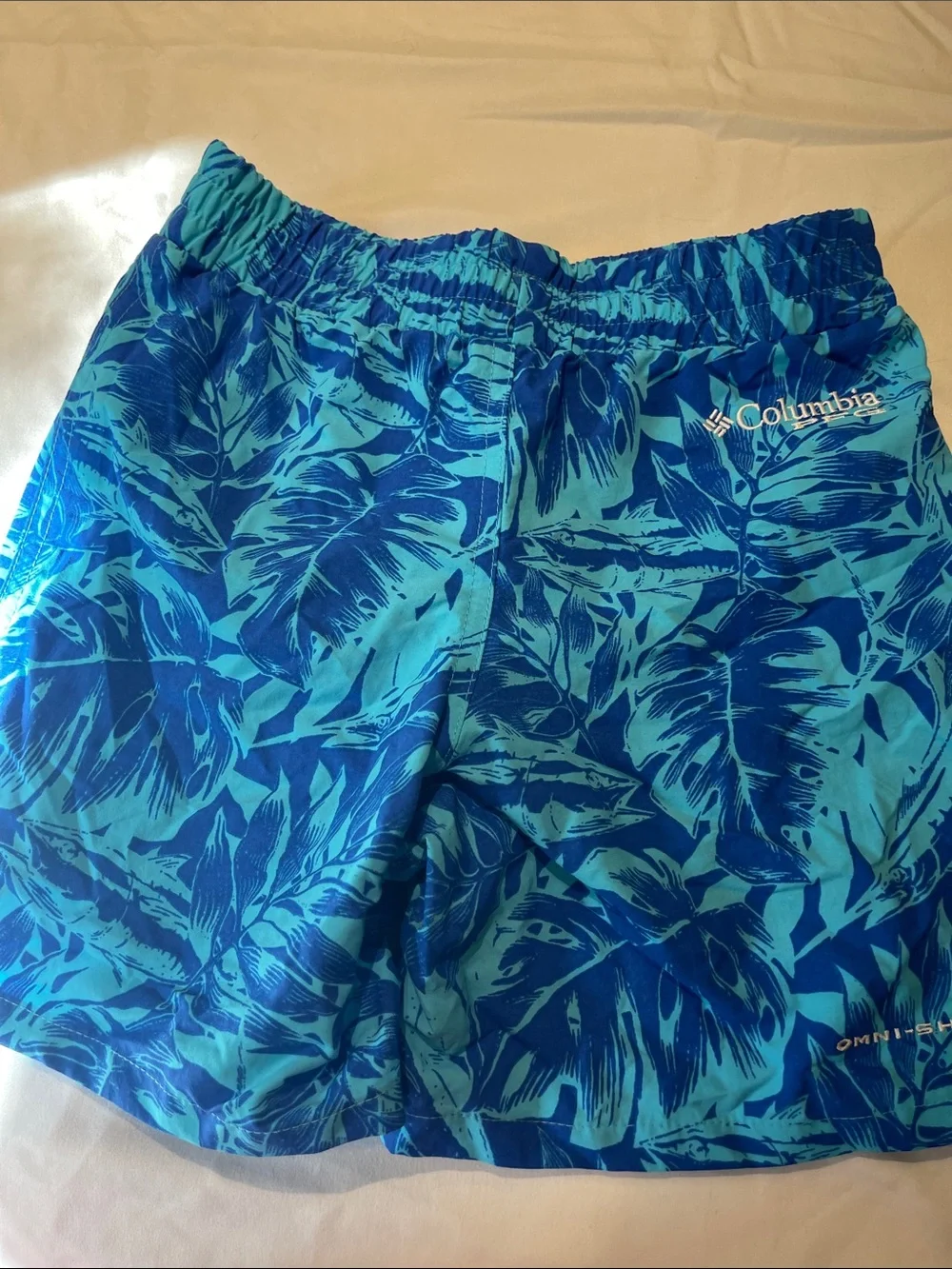 Columbia Kids Blue Tropical Swim Trunks - Lightweight Boys Swim Shorts